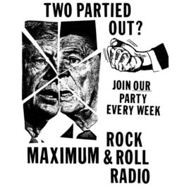 “Two Partied Out?” MRR Radio T-shirt (size XS only)